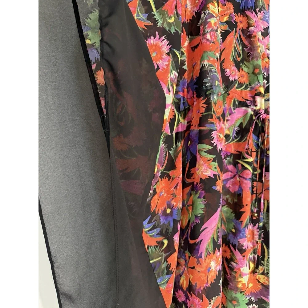 Forever 21 Floral Kimono-style Sheer Top Poncho‎ Beach Swim Cover-up - M